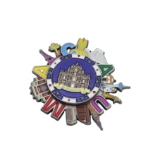 Aimant de réfrigérateur en métal personnalisé de luxe, sur mesure, fabriqué en usine OEM/ODM, souvenir touristique de Macao rotatif