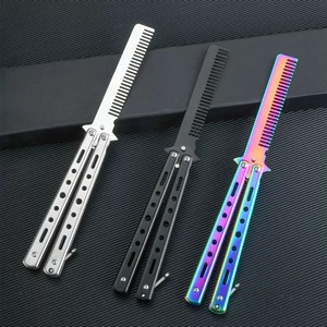Peine de práctica de peluquería plegable tipo mariposa, herramienta de entrenamiento de moda personalizada de bolsillo para hombres - Product Image 2
