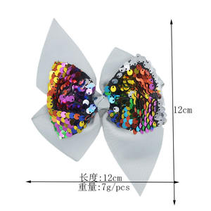 Barrettes à cheveux alligator scintillantes à paillettes et nœuds pour bébés filles, en tissu uni multicolore, pour fêtes - Product Image 3