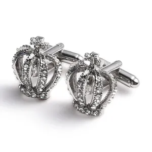 Sıcak satış yeni tasarım ucuz fiyat yüksek görünüm zarif elmas taç gümüş Metal kol düğmeleri