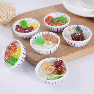 จี้อาหารจีนขนาดเล็กเส้นผ่านศูนย์กลาง 4 ซม., ชามข้าวขาไก่, ของเล่นอาหารจิ๋ว, พวงกุญแจตกแต่งรูปอาหารจำลอง - Product Image 1