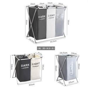 Logo Collapsible Large Laundry <strong>Hamper</strong> Waterproof Home Laundry Basket Dirty Clothes Storage Basket Three Grid Organizer Basket - Product Image 5