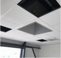 Plafond acoustique moderne blanc perforé en PVC et laine de verre, ignifuge, étanche, grille carrée 2x2 pi, classe E0, garantie 5 ans