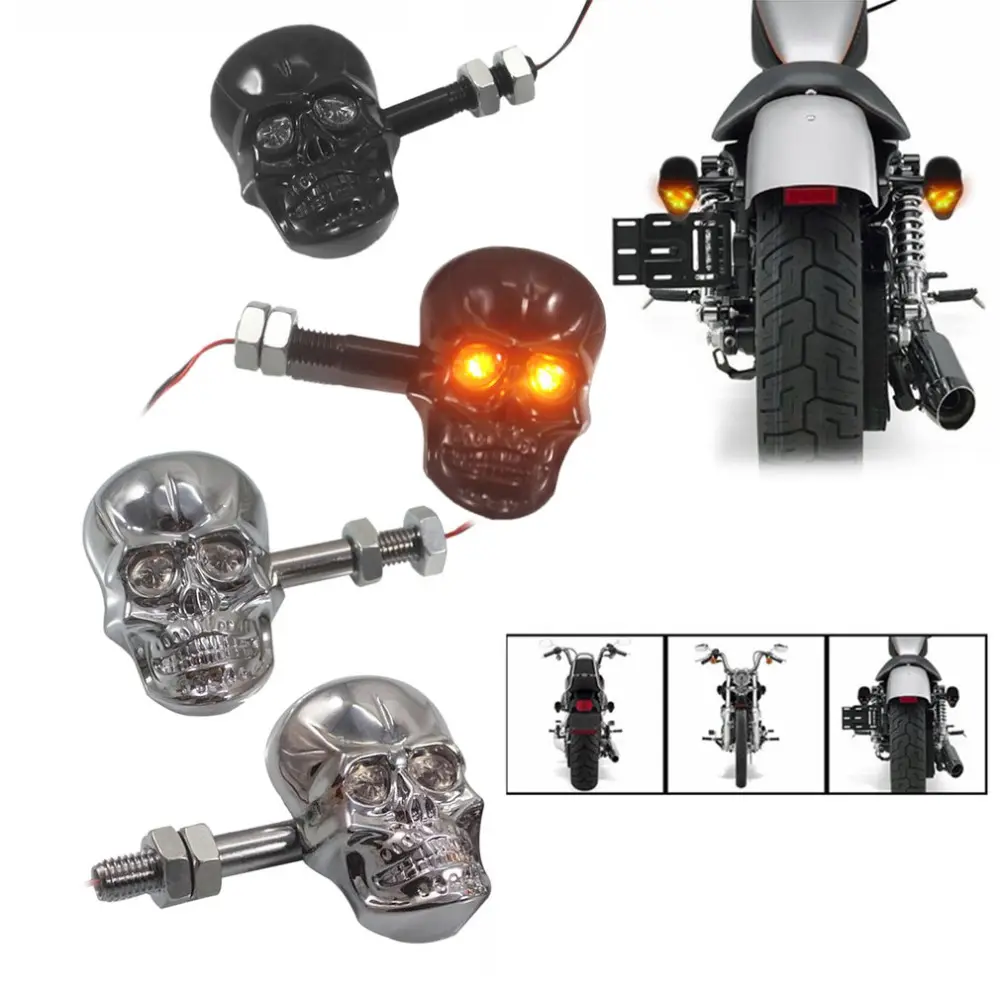 Motorrad modifizierter Blinker Ghost Head Schädel kopf LED Blinker Blinker Command Light