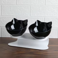 Bol de nourriture pour chien et chat en plastique transparent écologique à la mode 15 degrés inclinaison surélevée protège-cou oreilles de chat forme élevée 15