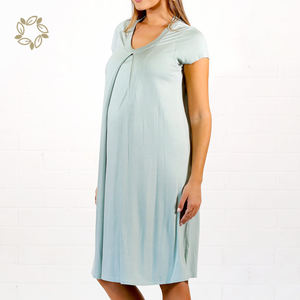 Robe d'allaitement pour femmes en coton biologique Robe d'allaitement pour le travail Robe d'allaitement <span class=keywords><strong>de</strong></span> maternité à manches courtes Vêtements <span class=keywords><strong>de</strong></span> nuit d'allaitement - Product Image 2