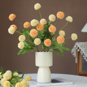 Fleurs artificielles de chrysanthème Ruilisi, bouquet en soie plastique rose, décorations pour la maison et les mariages - Product Image 3