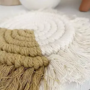 Fornitura di fabbrica di tappetini macramè intrecciati rotondi sottobicchieri in corda di cotone