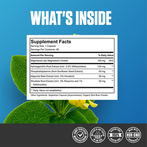Compléments de Cortisol : Mélange Herbal avec Magnésium, Ashwagandha et <span class=keywords><strong>L</strong></span>-Théanine en Capsules – Favorise la Réduction du Stress, <span class=keywords><strong>l</strong></span>'Apaisement de <span class=keywords><strong>l</strong></span>'Humeur et la Relaxation - Product Image 3