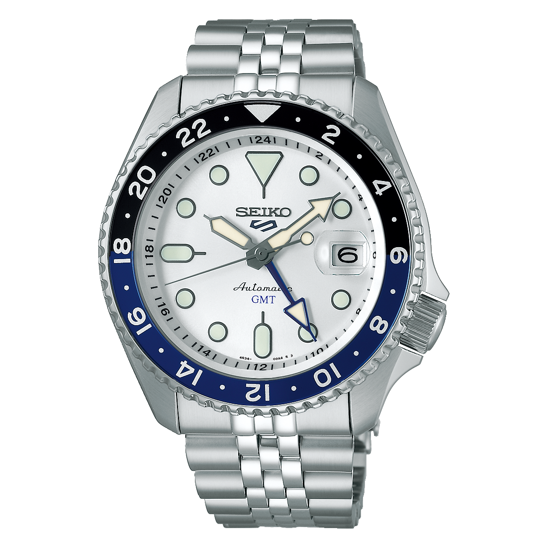 Seiko 5 мужские модные спортивные механические часы, GMT Hands, цветной блок, материал из нержавеющей стали, механизм NH34, сапфировое стекло