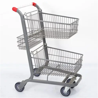 Chariot de supermarché d'usine populaire, Double panier, conception personnalisée à vendre