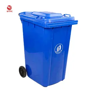 Biru Luar HDPE Sampah 240L Daur Ulang Plastik Wheelie Tempat Sampah