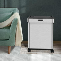 Poubelle intelligente à double glissière 50L, rotative et réglable, en acier inoxydable, grande poubelle pour maison moderne