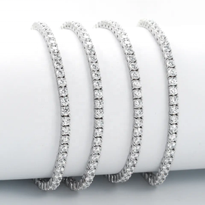 Đồ Trang Sức Mỹ Hip Pop Thiết Kế Thời Trang Ice out Zircon Đá 4Mm Vòng Bling Tennis Chuỗi 925 Bạc Vòng Đeo Tay Quyến Rũ - Product Image 1