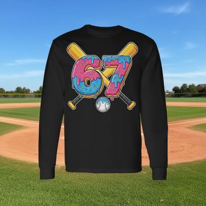 T-shirt à manches longues Baseball Drip Number 67 Player Birthday Meme Gen Alpha - Product Image 3