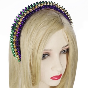 Manwu Factory Paars Gouden Groen Mode Exaggerated Spons Spijkermuts met Spike Spijkertjes Punk Accessoire voor Mardi Gras - Product Image 3