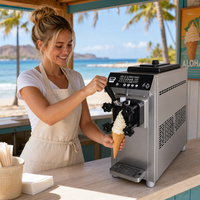 Machine à glaces molles commerciale de haute qualité, corps en acier inoxydable, grande capacité de production, saveurs simples ou multiples (trois saveurs).