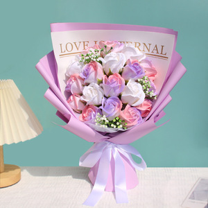 Ramo de Jabón de Rosas Azul Hielo Degradado de 18 Colores, Regalo de Alta Gama, Sorpresa Romántica - Product Image 3