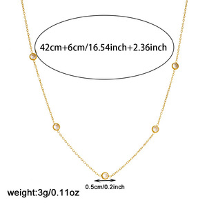 Korean Style Gold Plated Clavicle Chain Necklace With Round Diamonds Stainless Steel Everyday Wear Jewelry N4086 - Product Image 4