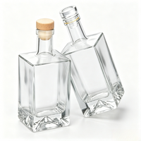 Bouteille de vin en verre transparent carrée de 500 ml de qualité supérieure, bouteille vide épaissie pour l'emballage de spiritueux, de vin de fruits et de vin rouge