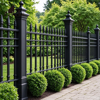 Clôture de jardin vintage en fer noir avec pointes de lance décoratives pour villa privée et jardin arrière