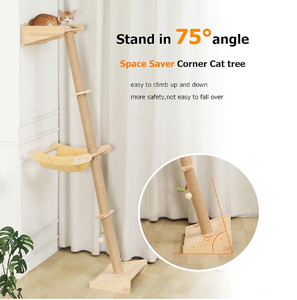 76 "tinggi ramping terhadap dinding pohon kucing dengan tempat tidur gantung kucing dinding furnitur untuk pendaki aktif dalam ruangan dengan hanya isap untuk jendela - Product Image 4