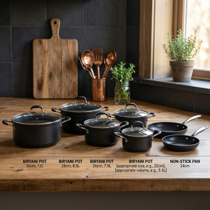 <b>Nonstick</b> Biryani <b>Pot</b> Cookware Set Aluminum Soup Stock <b>Pot</b> Pan Set with Glass Lid for Gas and Induction Kitchen Cooking - Product Image 3