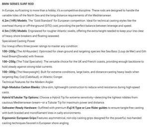 Canne à pêche de surfcasting BMW Surf Rod 100-250g en carbone avec matériel Fuji pour les vagues atlantiques et le gros douré - Product Image 2
