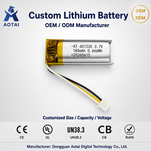 Batterie Li-polymère rechargeable 3,7 V 180 mAh 601230, batterie lithium-ion polymère Lipo, connecteur JST pour traceur, enregistreur vocal - Product Image 1