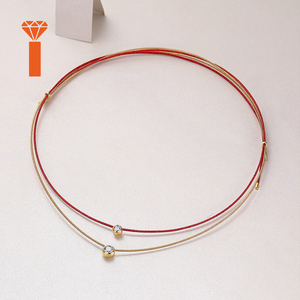 สร้อยคอจี้เพชรโมอิสซาไนต์ทรงกลมสีแดงนำโชค ประดับบนตัวเรือนเงินแท้ 925 ชุบทอง ดีไซน์เรียบหรู สวยงาม - Product Image 4