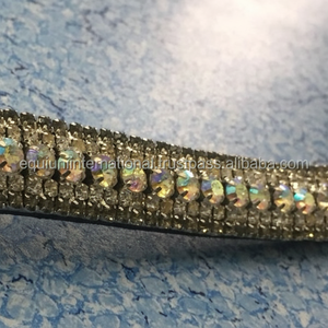 Banda Frontal Decorativa para Caballo de Cinco Hileras en Cuero Gris Arcoíris, Resistente, para Competición Ecuestre - Product Image 1