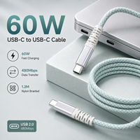 Câble USB C vers USB C 60W 1,2m PD 3A Charge Rapide USB 2.0 Cordon de Données Type C Tressé en Nylon pour Smartphone Ordinateur Portable Fournisseur OEM ODM