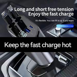 Cargador rápido <span class=keywords><strong>de</strong></span> coche 4 en 1 para <span class=keywords><strong>iPhone</strong></span> y cables retráctiles tipo C y 2 puertos <span class=keywords><strong>de</strong></span> carga cargador <span class=keywords><strong>de</strong></span> coche retráctil - Product Image 2