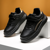 Chaussures de Sport Noires de Campus pour Garçons et Filles, Collection Automne 2025, Résistantes à l'Eau avec Surface en Cuir, Chaussures Décontractées pour Enfants