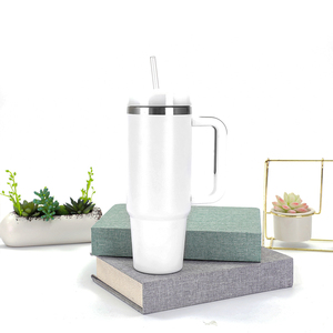 Gobelets à café à double paroi isolés 2025 Offre Spéciale Gobelet à tasse en acier inoxydable de 40oz avec poignée en paille - Product Image 2