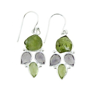 Pendientes de gota clásicos de piedra de múltiples gemas hechos a mano Plata de Ley 925 regalo de fiesta de boda Unisex India - Product Image 4