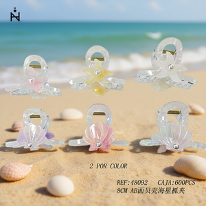 Pinza para el pelo Ab Shell Starfish de 8 cm con perlas transparentes decoradas para mujeres y niñas - Product Image 2