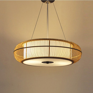 Chinese Style Bamboo Ceiling <b>Light</b> Led Living Room <b>Dining</b> Room Chandelier Woven Rattan Pendant <b>Light</b> - Product Image 1