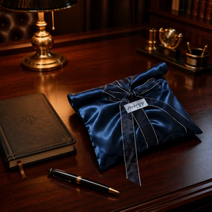 Pochette <span class=keywords><strong>de</strong></span> luxe GXS bleu marine en satin anti-poussière avec nœud en ruban <span class=keywords><strong>de</strong></span> soie pour emballage cadeau, bijoux <span class=keywords><strong>de</strong></span> mariage, <span class=keywords><strong>chaussures</strong></span>, sacs – Vente en gros - Product Image 5