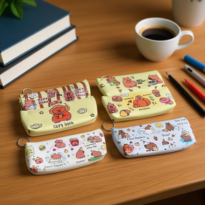 Capybara Print Pencil Case 19x8.5cm <b>Card</b> <b>Holder</b> Wallet For <b>Women</b> Girls School Use - Product Image 3