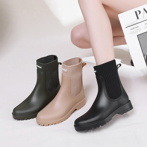 <span class=keywords><strong>Bottines</strong></span> en caoutchouc antidérapantes imperméables et personnalisées pour femmes, bottes de pluie courtes en PVC, vente en gros - Product Image 1