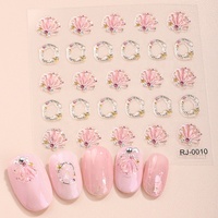 Autocollants 3D pour ongles adhésifs personnalisés, feuilles fraîches, fleurs d'herbe, décalcomanies de vernis à ongles en plastique pour bricolage, 10 pièces/sac d'opp