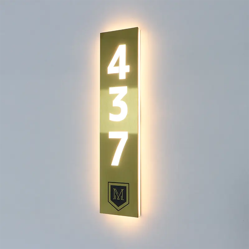 EZD gold modern Door Plates hotel door number DND Switch Light Touch Custom Apartment Door sign Plate room number for hotel