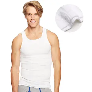 Camiseta sin mangas acanalada blanca para hombre, ropa interior moldeadora para gimnasio, chaleco atlético, camiseta sin mangas para músculos