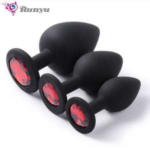 FBA-008 Frau Anal Spielzeug Set Schwarz Silikon Anal Plug Mit Rot Juwel Sexspielzeug Juwel Butt Plug Juguetes Sexuales - Product Image 6