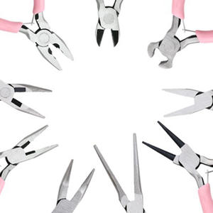 Xinrui – ensemble de pinces à bijoux en acier inoxydable, poignées roses, pour bricolage, plusieurs tailles, bec pointu, 9 pièces - Product Image 1