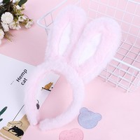 Bando Kepala Kelinci Lucu Motif Bunga Stroberi Kartun, Bando Rambut Buatan Tangan untuk Wanita Grosir