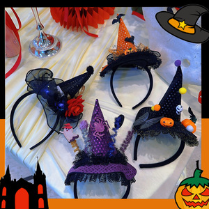 Chapeau magique de sorcière d'<span class=keywords><strong>Halloween</strong></span> Bandeau Coiffe drôle en dentelle Nouvelle arrivée Décorations de fête pour le <span class=keywords><strong>maquillage</strong></span> - Product Image 2