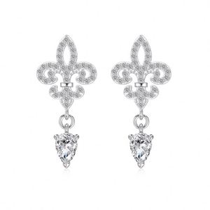 Pendientes de Plata 925 con Baño de Oro de 18K y Circonita Cúbica 5A en Forma de Flor de Iris, Diseño Exclusivo Dylam Charm para Mujer - Product Image 1