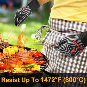 Guantes QUWIN para barbacoa resistentes al calor extremo 1472 °F, Guantes para horno, guantes de cocina de silicona, guantes antideslizantes para asar, accesorio - Product Image 5